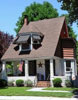 Home with steep slope roof